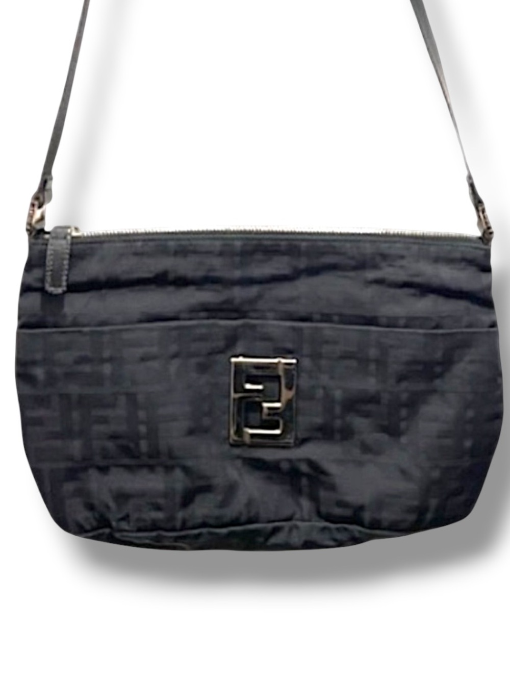 Authentic FENDI Zucca Black Logo Purse Luxury Designer Vintage Handbag